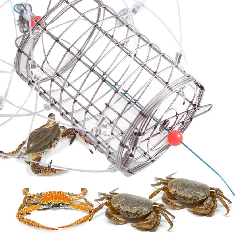 Stainless Steel Crab Catching Tool Steel Wire Lure Trap 8 Laps Crab Fishing Cages Feeder Fish Cage Crab Trap