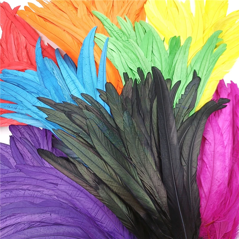 100 قطعة/الوحدة 25-30 سنتيمتر ريش ذيل الديك للحرف اليدوية كرنفال اكسسوارات حفل زفاف الديكور ريشة غطاء الرأس أعمدة طويلة