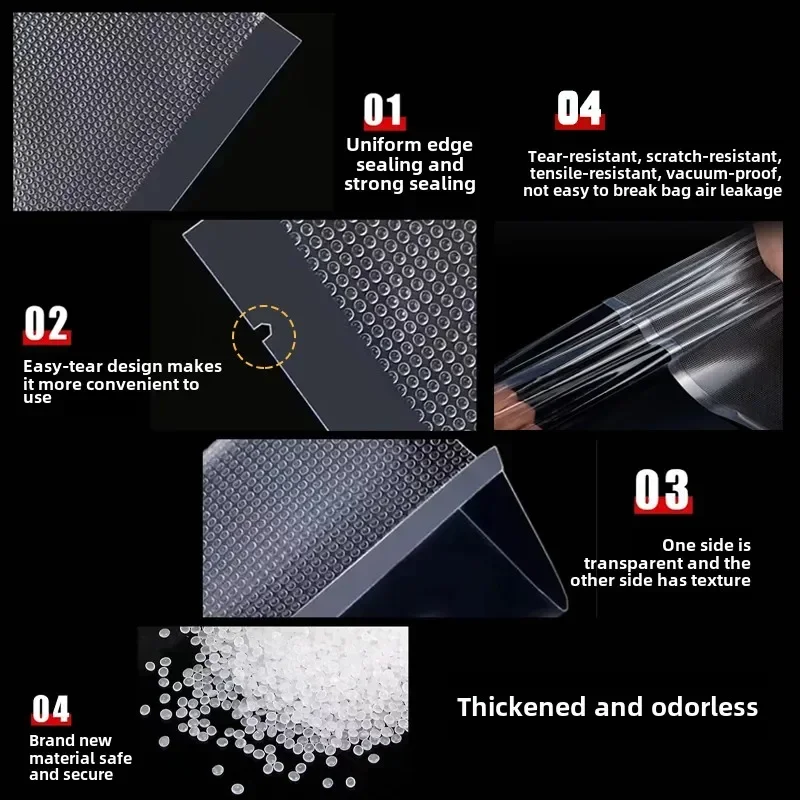 Commercial Grade Vacuum Sealer Bags with Unique Textured Design for Food Preservation,