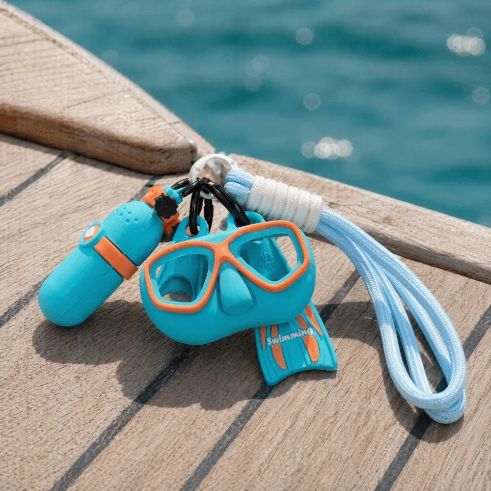 Funny Diving Series Keychain Colorful Fashion Diving Mask Bag Pendant Hanging Creative Oxygen Cylinder Keyring Gift