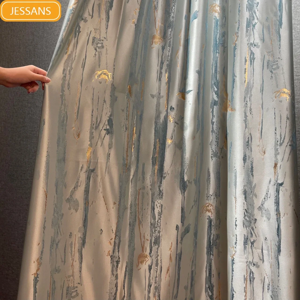 2024 New Chinese Light Luxury Year Simulation  Gold  Jacquard Blackout Curtains for Living Room Bedroom Custom Finished