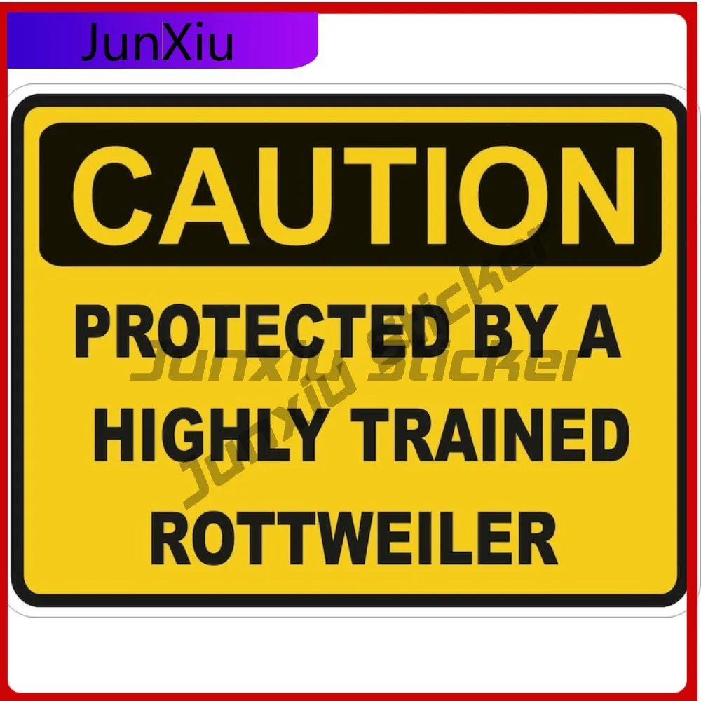 

Caution Protected By A Rottweiler Yellow Square Warning Sticker Graphic Adventure Motorcycle Camper Decals Cars Camping Sticker