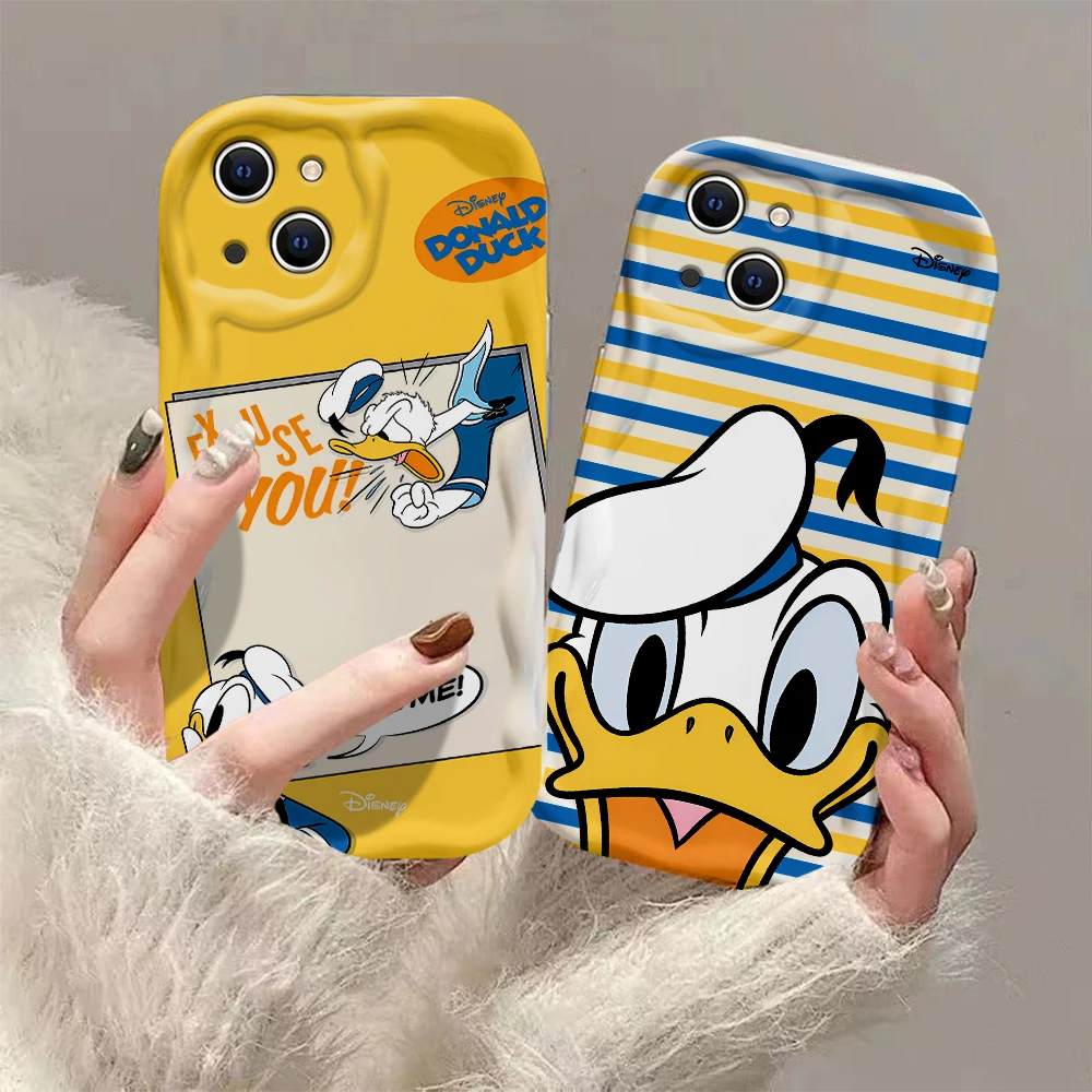 Bonita funda de silicona suave para iPhone, carcasa con diseño de pato Donald 3D para modelos 15, 14, 13, 12, 11 Pro Max, Mini, X, XR, XSMAX, 8, 7, 6S Plus