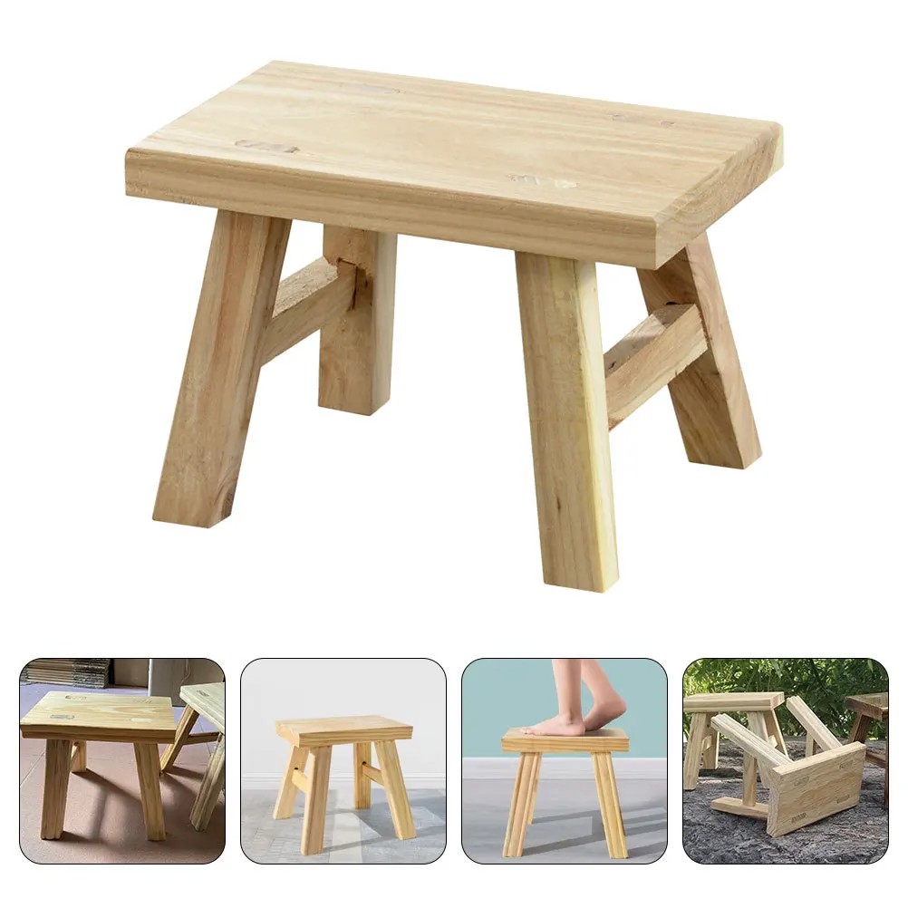 

Comfortable Wooden Kids Stool Non Slip Portable Step Seat for Toilet Training Bathroom Vanity Toddler Use Wooden Foot Stool