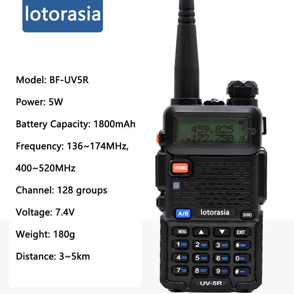 トランシーバーBF-UV5Rハイパワー,2個,5w,uhf,400-520mhz,128ch,イヤホン付き