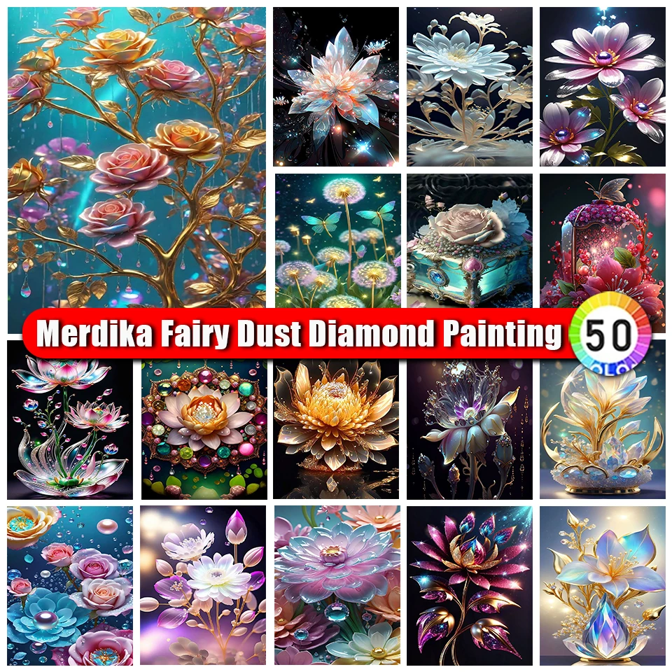 

Merdika Fairy Dust Diamond Painting Landscape Full Square Round Diamond Embroidery Flower Picture Rhinestones Nature Home Decor