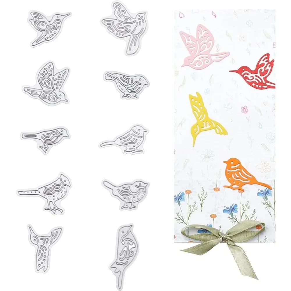 10pcs Metal Bird Cutting Dies Stencils for DIY Scrapbooking Album Decorative Wedding Invitation Card Making