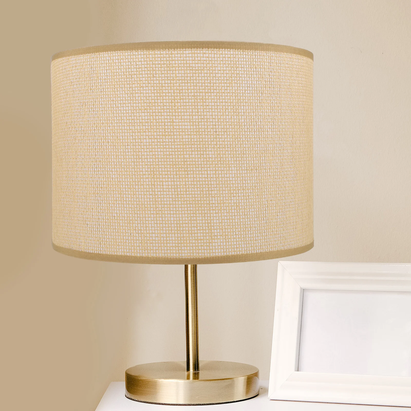 

Lamp Shades Round Linen Cloth Cover for Bedside Table Desk Floor Lamps Vintage Bedroom Light Shade Accessory Replacement