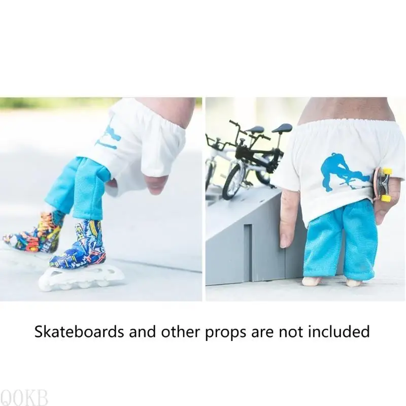 

AP28 Finger Skateboard Finger Scooter Cloth Finger Toy Skateboards with Pants and Tshirt Mini Skateboard Finger Toy for Kid