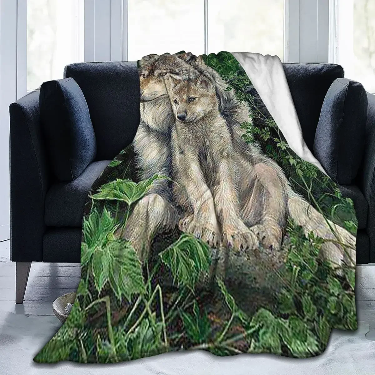 

Wolf Baby Blanket Flannel Decoration Adult Kids Gift Breathable Warm Throw Blankets for Bed Office Plush Thin Quilt