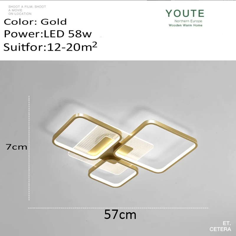 Personalidade nordic conduziu a luz de teto sala luxo lustre quarto jantar balck ouro iluminação interior com controle remoto