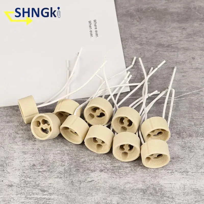 10Pcs GU10 Ceramic Light Socket Holder Lamp Base Connector With Cable For GU10 LED Halogen Lamps Light Lighting Accessories