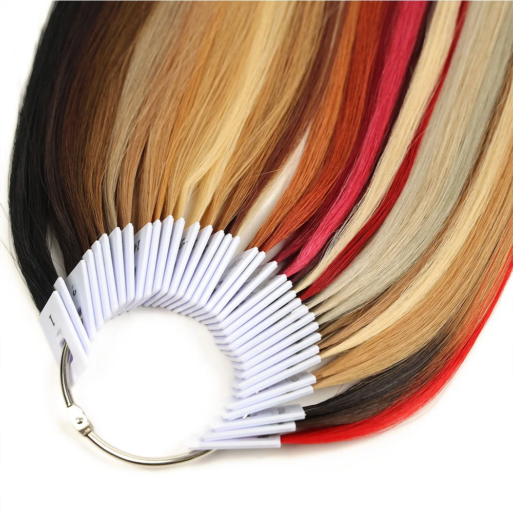 35 قطعة 20 سنتيمتر 100% شعر بشري حقيقي اللون خواتم حوامل ل وصلات شعر بشرية أدوات الصالون صبغ الشعر عينة الرسم البياني الدائري #4