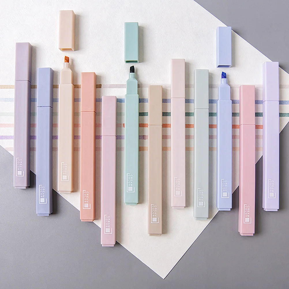 

6 Pcs Fluorescent Marker Pen Highlighters Colorful Marking Pens Large Capacity Quick Drying Bright Ink Smooth Gifts Students