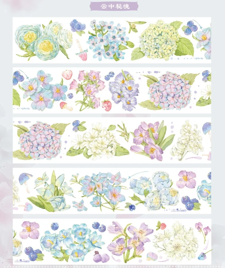 Huaqisuo Green Hydrangea Butterfly Daisy Shiny PET Tape Decorative Stickers Collage Diy Card Scrapbooking