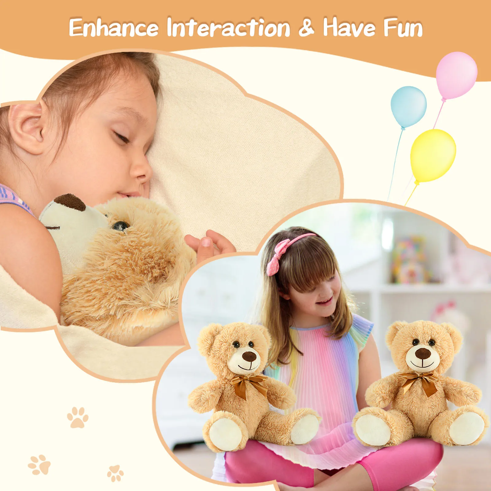 TF コージー ライトブラウンベア スナグルスクワッド - 5ピース（14インチ）ぬいぐるみセット。 温かみと懐かしさのための究極の快適コレクション