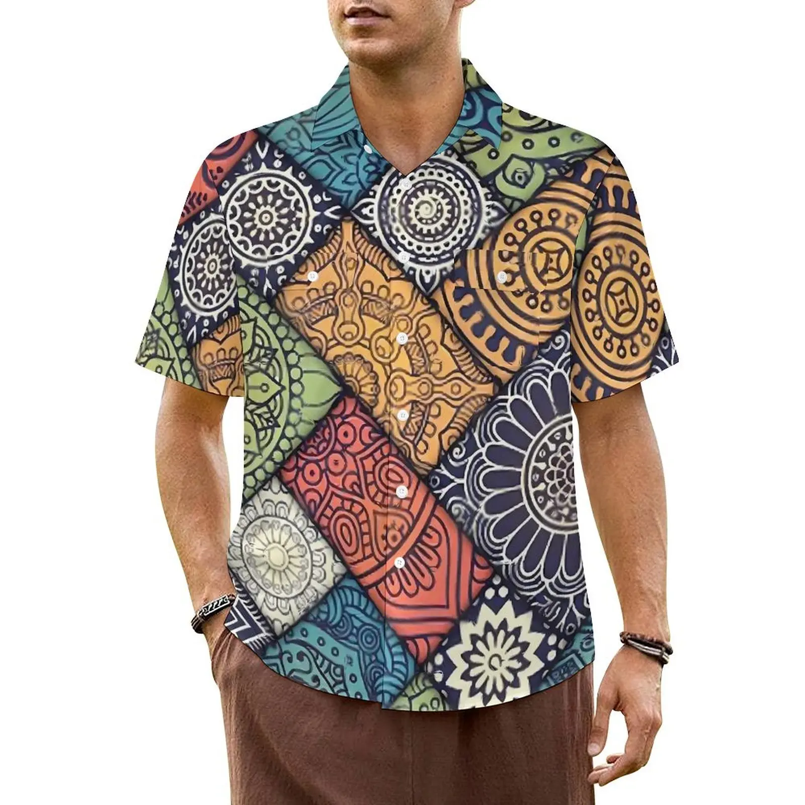 

Bohemian Dashiki Vacation Shirt Ethnic Style Hawaiian Casual Shirts Man Classic Blouses Short Sleeve Harajuku Pattern Clothes