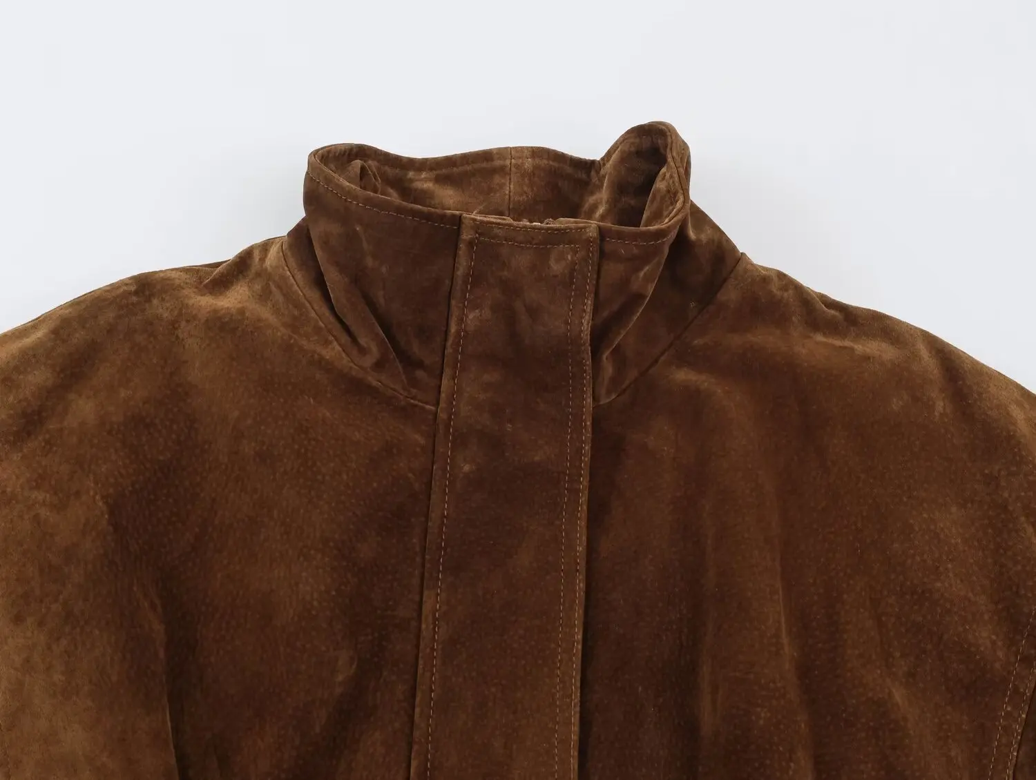 Neuer Damen Vintage Gürtelmantel, eleganter Alltagsmantel, Kunstwildlederjacke, Herbst-Winter, schicker Streetstyle, Stehkragenmantel, lässig – Detail 4