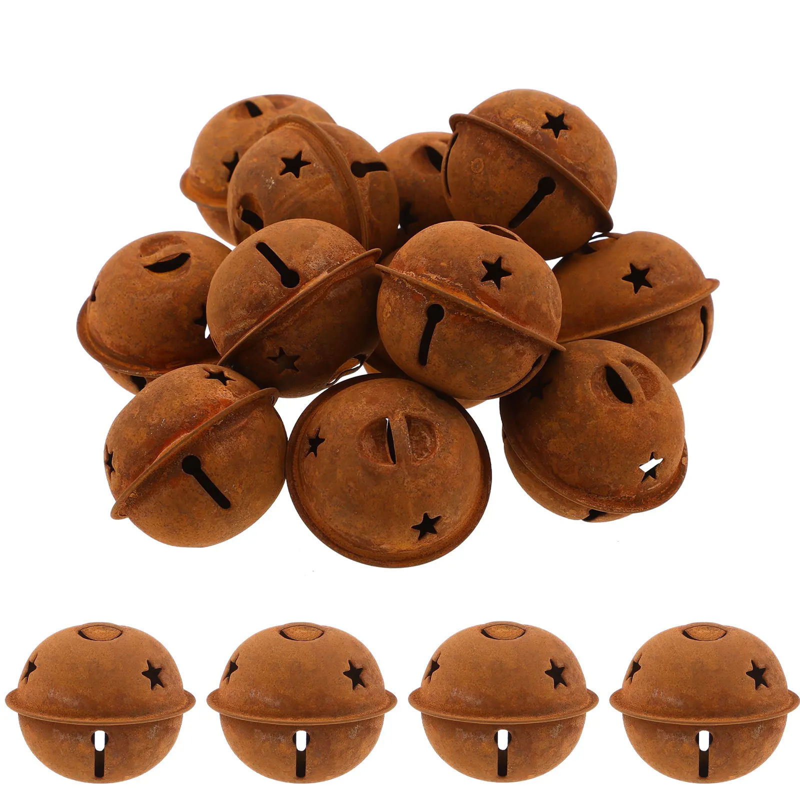 

12Pcs Star Pattern Metal Bells Rustic Vintage Jingle Bells for Christmas Home Decor DIY Crafts Wedding Decoration Accessories