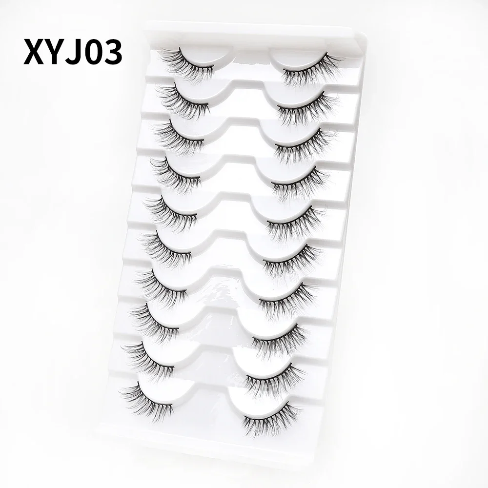 ใหม่ 10 คู่ครึ่งขนตาปลอมธรรมชาติปลอมขนตายาวแต่งหน้า 3D Mink Lashes ขนตา Mink Eyelashes สําหรับความงาม
