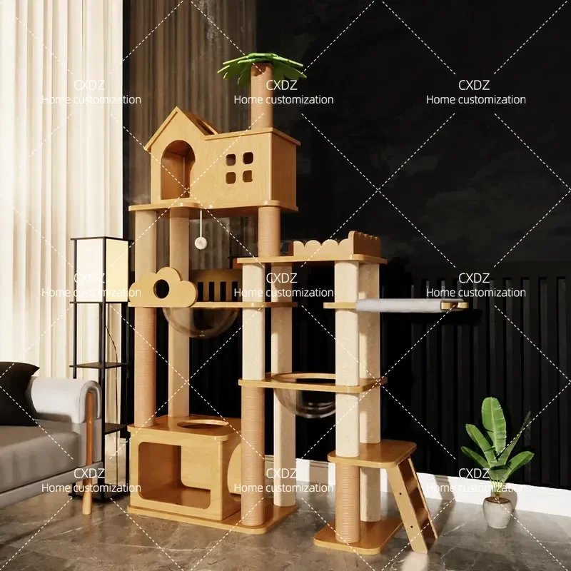 Cat Climbing Frame Tower with Nest Integrated Multi Level Cat Tree House Scratching Post Activity Center for Indoor Cats All
