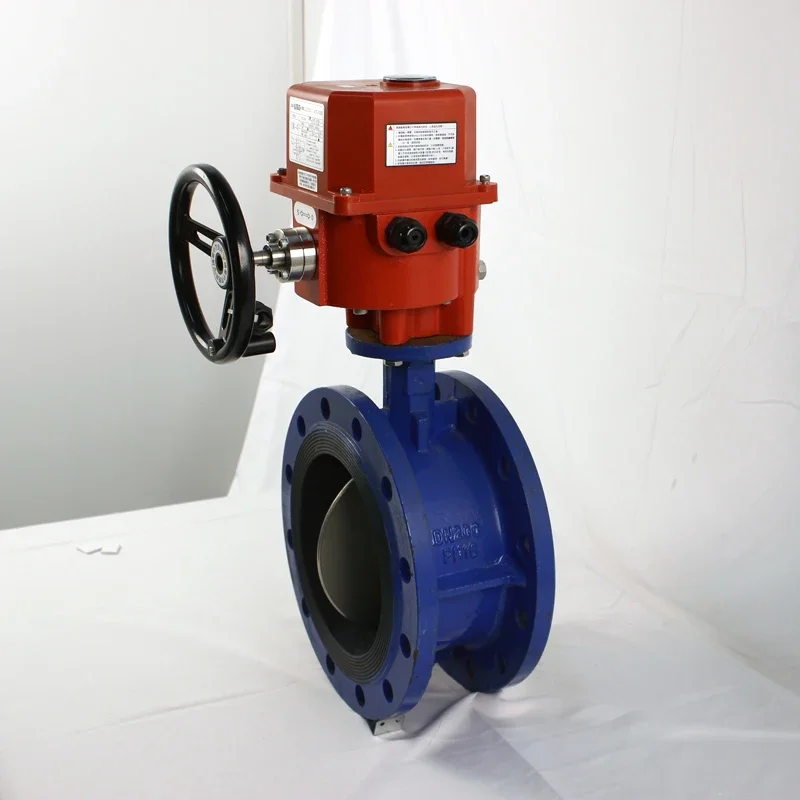 Cast iron Electric Motorized Welded Double Flange Butterfly Valve with Manual Drive