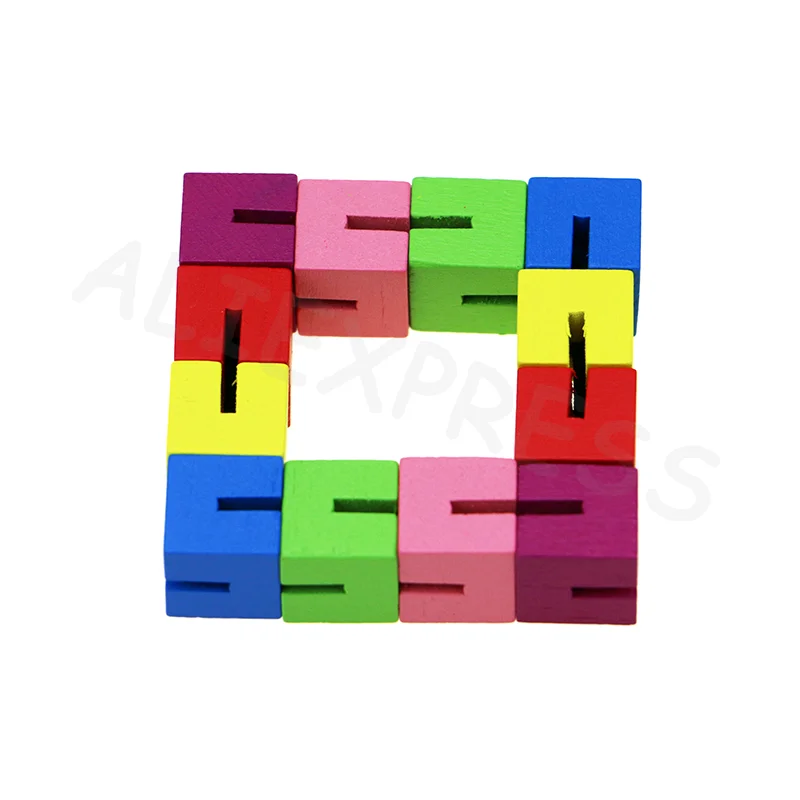 Set da gioco educativo creativo per alleviare lo stress per bambini e bambini piccoli Blocchi di costruzione in legno con corde cubiche colorate classiche