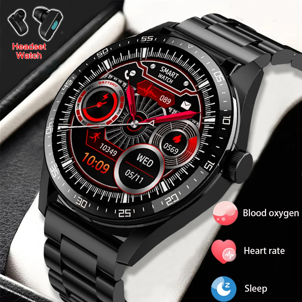 New Smart Sports Watch  Earphones 2-in-1 Sports Health Management Monitoring Blood Pressure, Heart Rate Bluetooth Call HD AMLOED