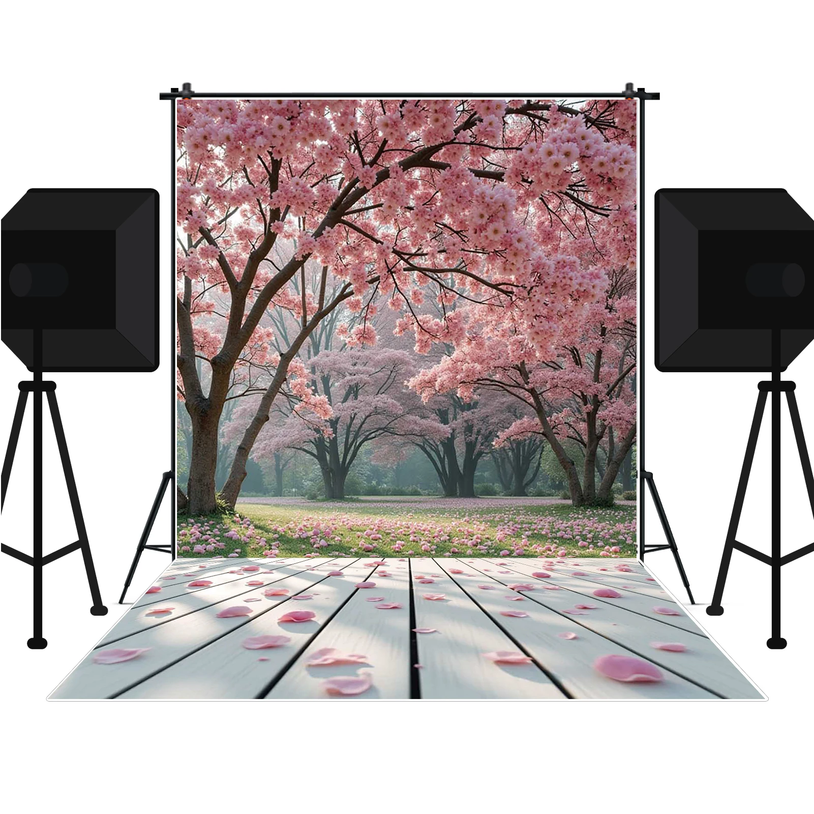 MOON.QG خلفية زهرة الربيع حديقة العشب طفل الفتيات عيد ميلاد الأزهار الشاي حفلة التصوير خلفية استحمام الطفل