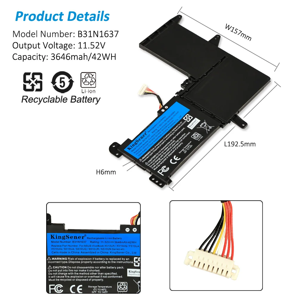 KingSener B31N1637 C31N1637 Batterie Für ASUS X510 X510UA X510UF X510UQ VivoBook S15 S510UA S510UQ S510UN S510UR F510UA F510UQ