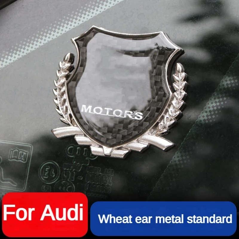 

For Audi Car 3D Logo Metal Sticker Car Body Window Decal Aluminum Alloy Emblem Badge Sticker Wheat Ear Mark Decoration Label