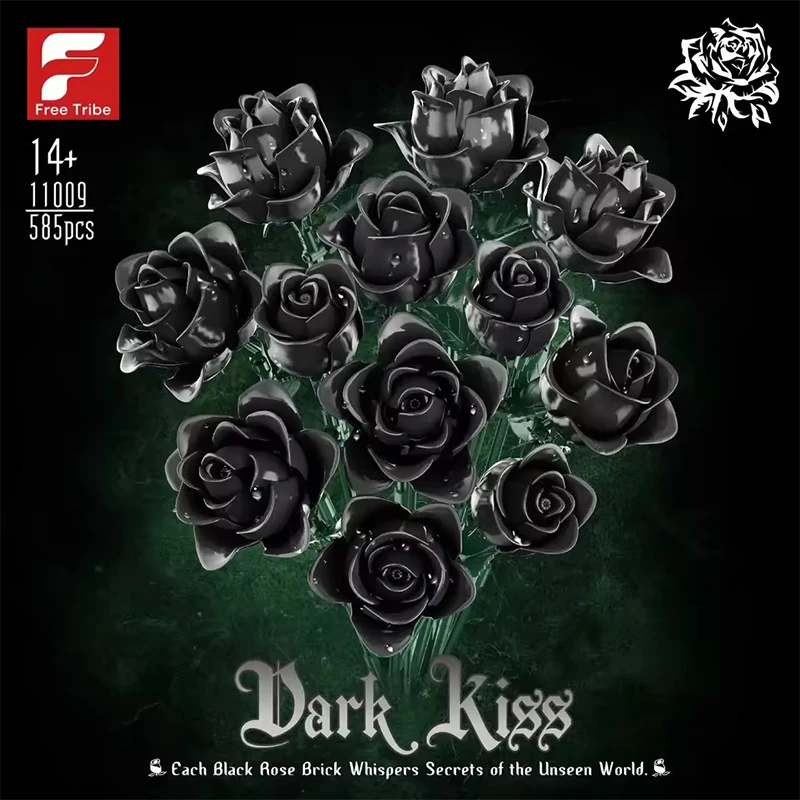 

12 шт., креативные черные розы, строительные кирпичи, сборка украшения дома, букет, имитация роз, цветы, игрушки для взрослых и девочек