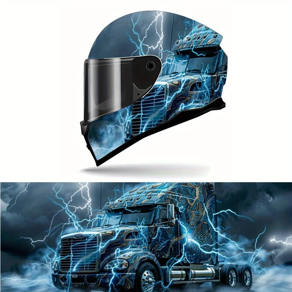 

Black Cloud Rainstorm Lightning Truck Print Full Helmet Wrap Sticker Motorcycle Helmet Racing Graphic Decal Vinyl Wrap Helmet De