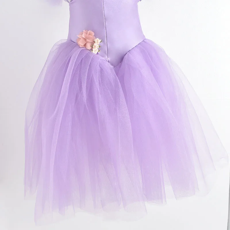 ชุดบัลเลต์เด็กผู้หญิงแบบโรแมนติก กระโปรงบัลเลต์ปักเลื่อมทอง กระโปรงบัลเลต์สำหรับการแสดง ชุดเจ้าหญิงยาว