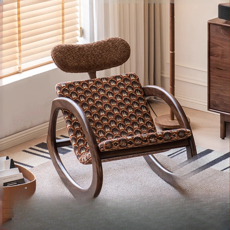 

Lazy rocking chair recliner balcony bedroom home leisure chair single living room solid wood free chair