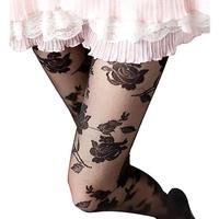 Fashion Rose Pattern Tight Lace Pantyhose Women Sexy See-through Stockings Tights Leggings