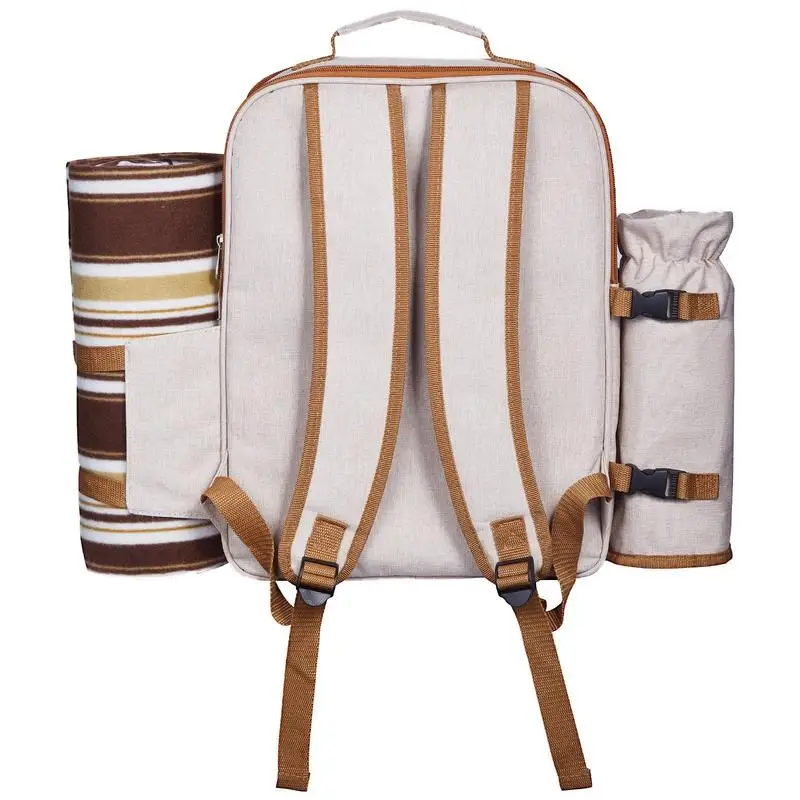 

Picnic Backpack, Beach Picnic Backpack Bag for 4 Person with Insulated Cooler Compartment, Detachable Bottle/Wine Holder, Lightweight Blanket, Plates & Cutlery Set for Outdoor, Hiking, Camping
