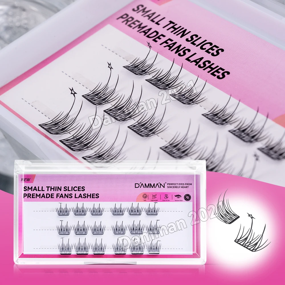 Damman Indywidualne Sztuczne Rzęsy D Curl Małe Cienkie Rzęsy w Kępkach 10-14mm Naturalne Segmentowe Rzęsy Narzędzia do Makijażu