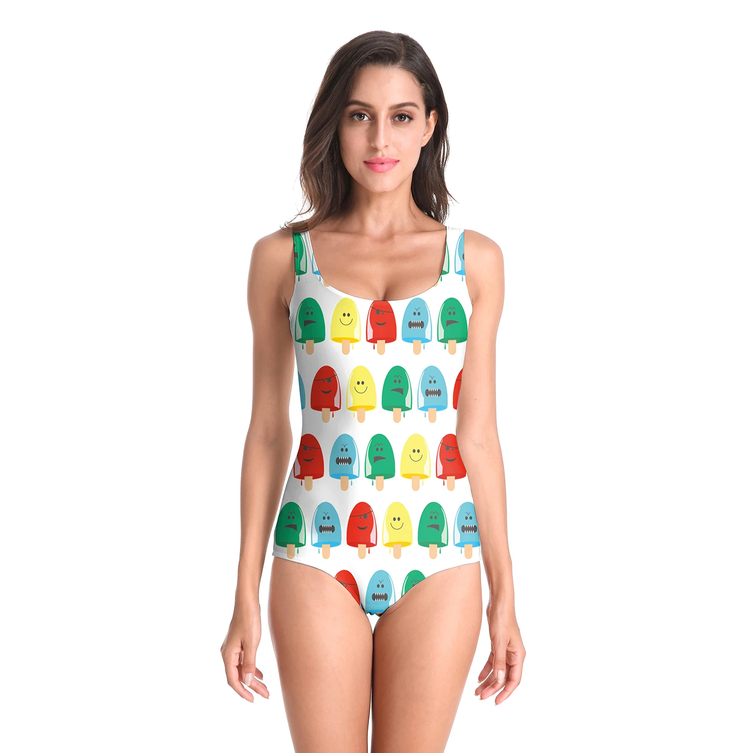 Nadanbao Sexy Bodysuit Swimsuit Woman One Piece Swimwear Female Sleeveless Cartoon Printing Summer Beach Party Surfing Beachwear