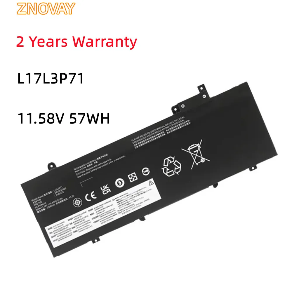 

ZNOVAY L17L3P71 11.58V 57WH Laptop Battery For Lenovo ThinkPad T480S Series 01AV478 SB10K97620 01AV479 01AV480 L17M3P71 L17S3P71