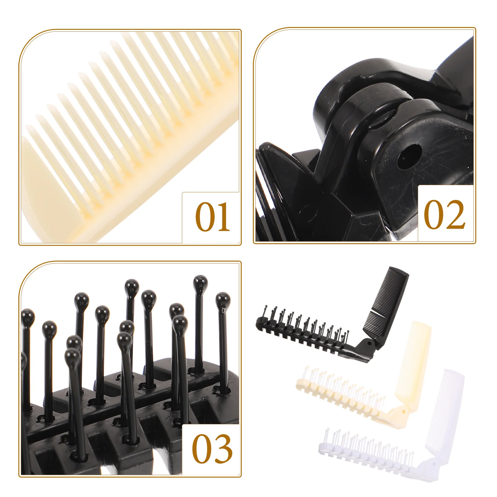 

3Pcs Folding Hair Brush Travel Size Detangling Comb Lightweight Pocket Brush for Travel Home Salon Comfort Grip Design
