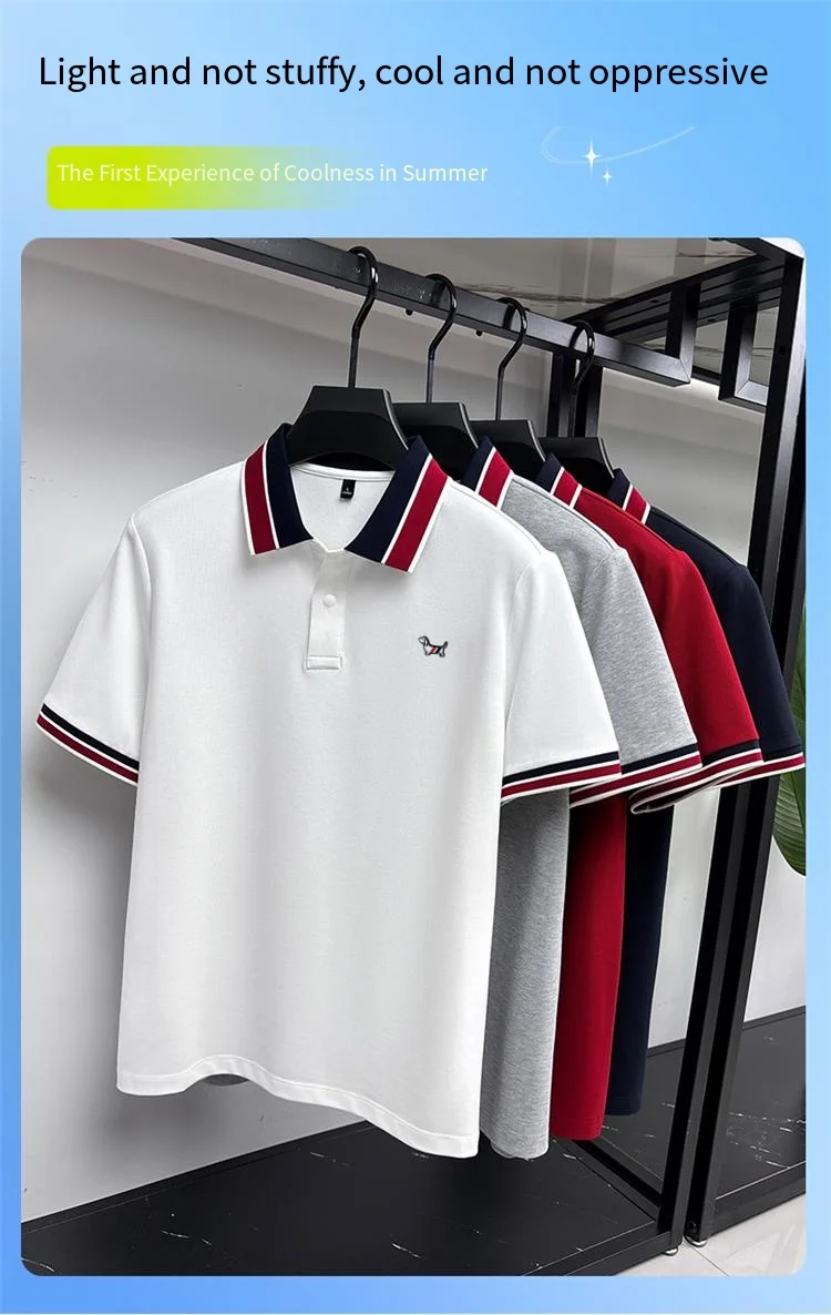 Designer Original Sommer Herren Kurzarm-POLO-Shirt Gestreifter Kragen Knopfleiste Hochwertige Stickerei Mode Lässige Herrenbekleidung – Detail 4
