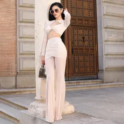 Sexy Hollowed-Out See-Through Suit Pants Tight Fashion Women's Suit