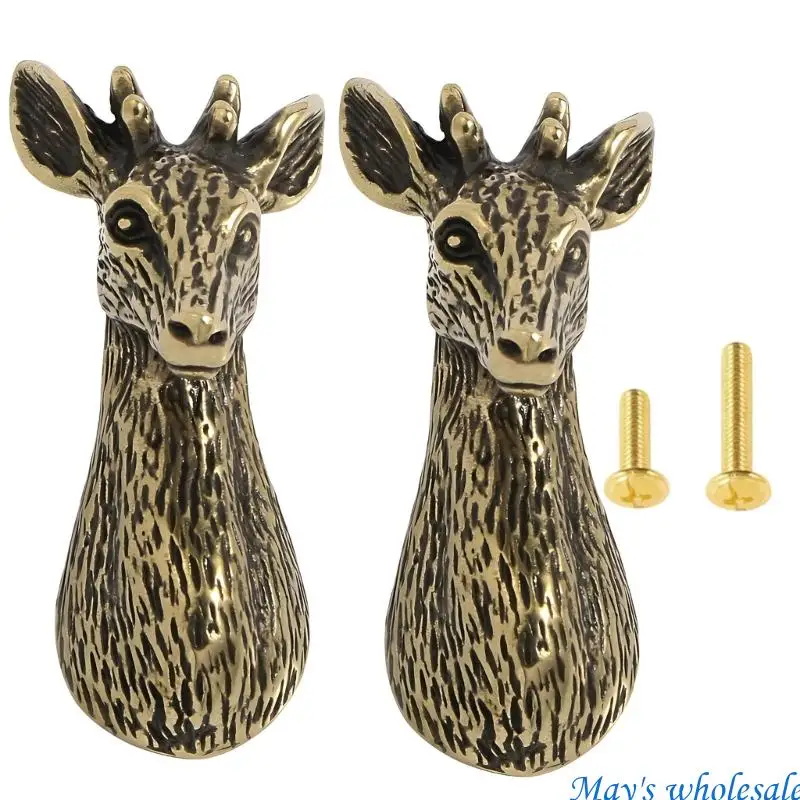 Cabinet Handle Deer Head Metal Pull for Drawer Fronts, Wardrobes, Cabinets and Furniture Front Use 448A