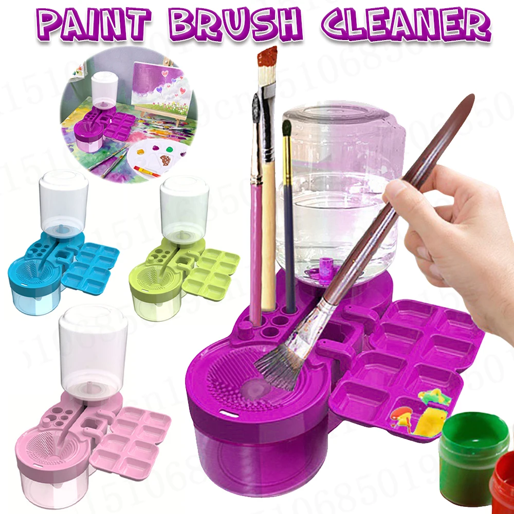 Paint Brush Cleaner with Drain Button Painting Brush Rinser Paint Brush Clean Device for Acrylic Water Based Painting Brush