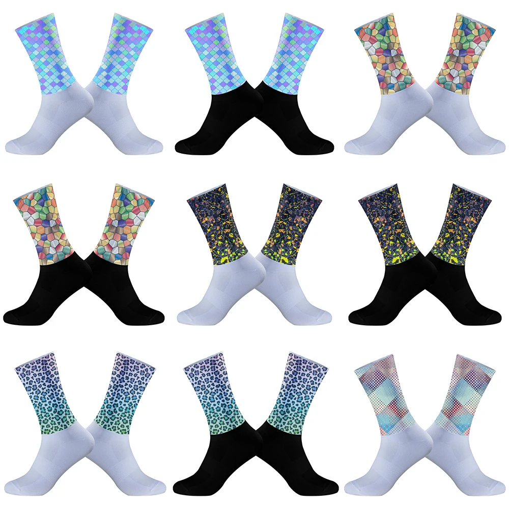 

2024 New Summer Socks Slip Anti Silicone Cycling Socks Bicycle Sport Running Bike Socks