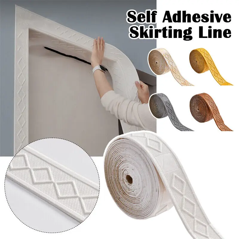 9.2M Self Adhesive Wall Skirting Border 3D Diamond Wallpaper Skirting Line Decor Waterproof Baseboard Wallpaper Sticker