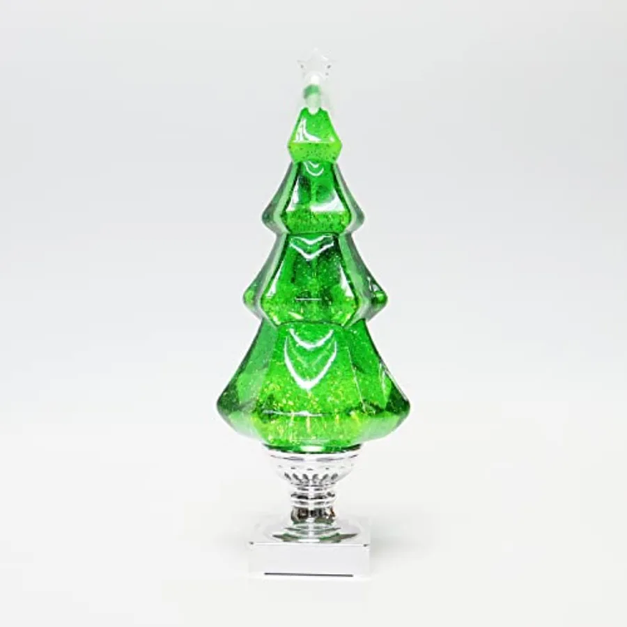 

Зеленая рождественская елка с водяным колесом, светодиодная декорация, работающая от батареек, светящийся снежный шар, праздничный декор для стола, 14 выс. x 5 ширины x 5 глуб. дюймов