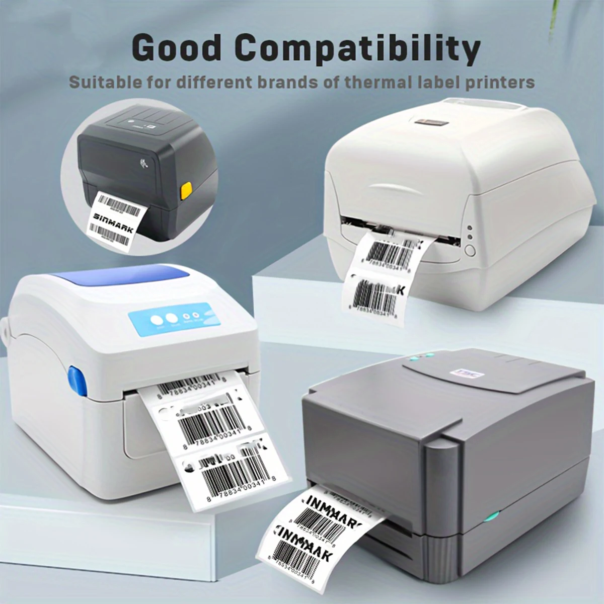 500/350 ورقة 4 "x 6" 4 ''x 4'' ورق لصيقة علامة حرارية 100x150 مللي متر ملصقات بمادة لاصقة لملصقات الشحن الحراري تسمية الباركود السريع