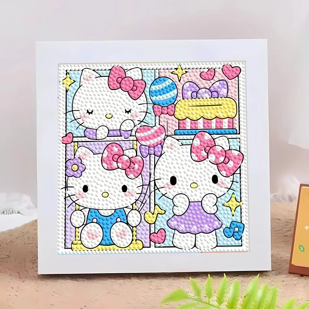 Sanrio Diamond Painting Hello Kitty Cinnamoroll Kuromi Cartoon Full Diamond Kids Toy 5D Diy Cross Stitch Home Decor with Frame